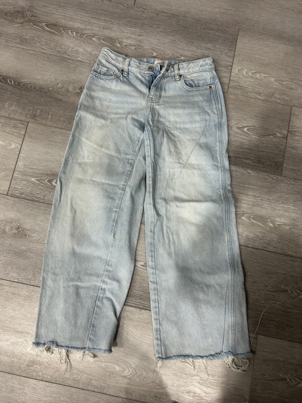 PacSun Light Blue Wide Leg Raw Hem Jeans